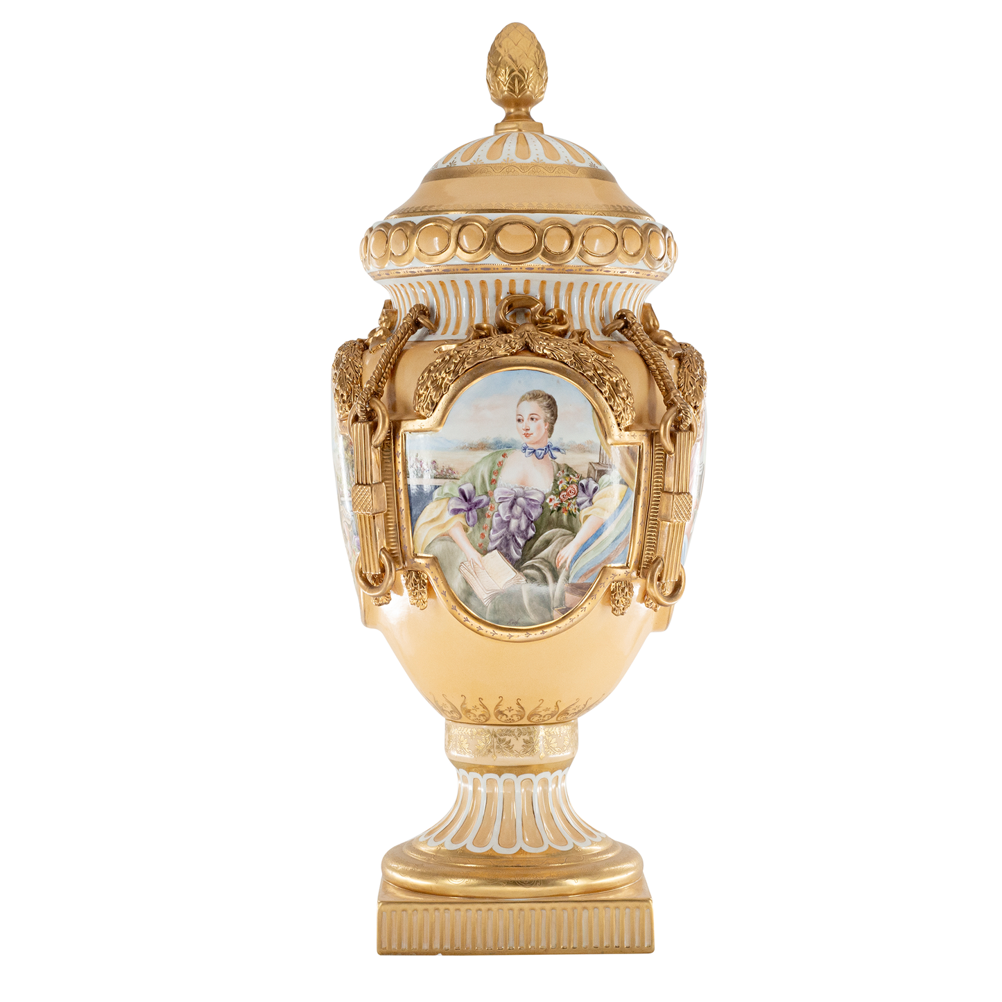 Hand Painted Rococo Style Porcelain Vase