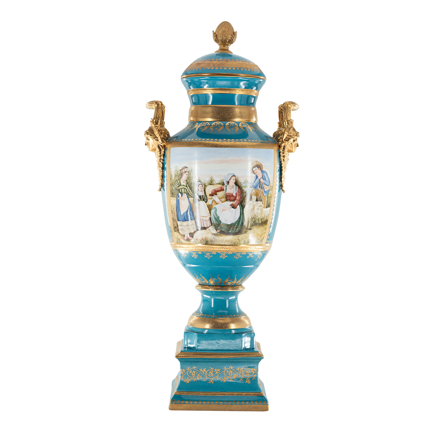 Gorgeous Hand Painted Porcelain And Bronze Vase