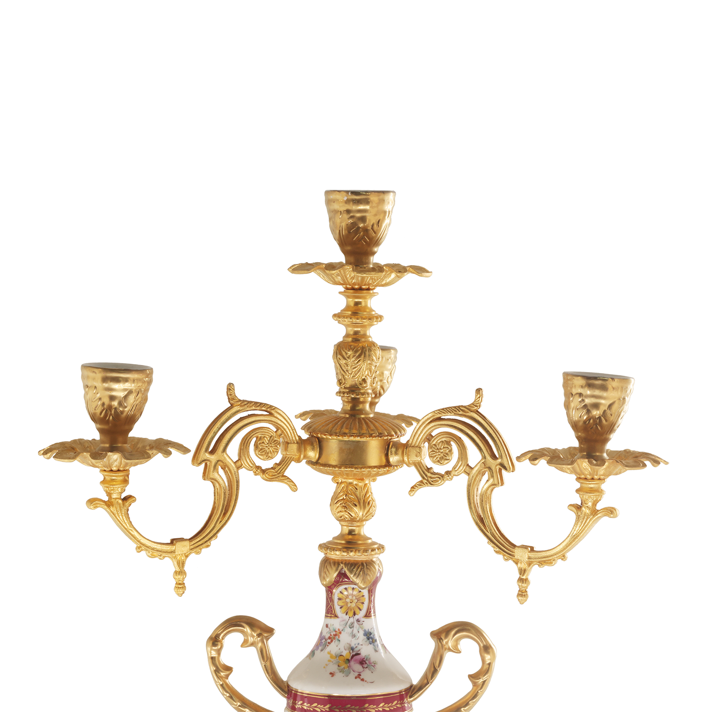 Porcelain And Bronze Four Cup Candle Holder