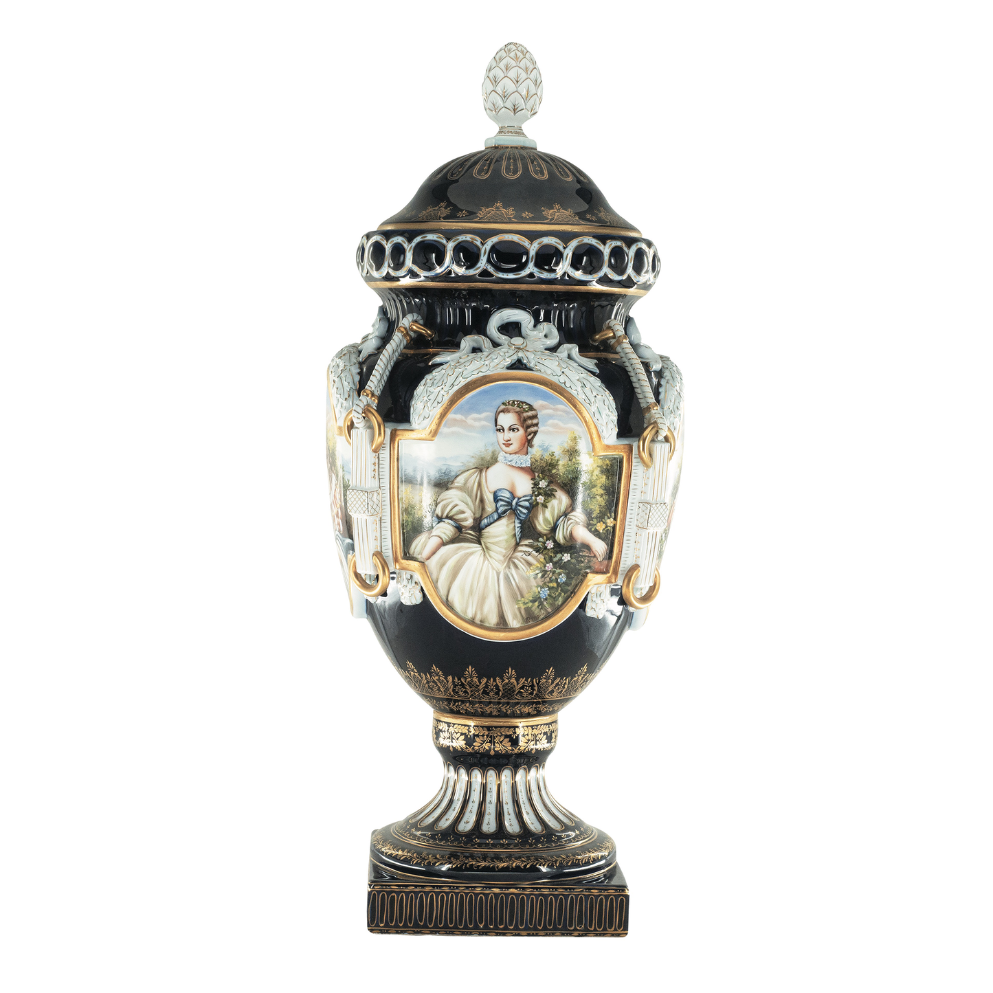 Hand Painted Rococo Style Porcelain Vase