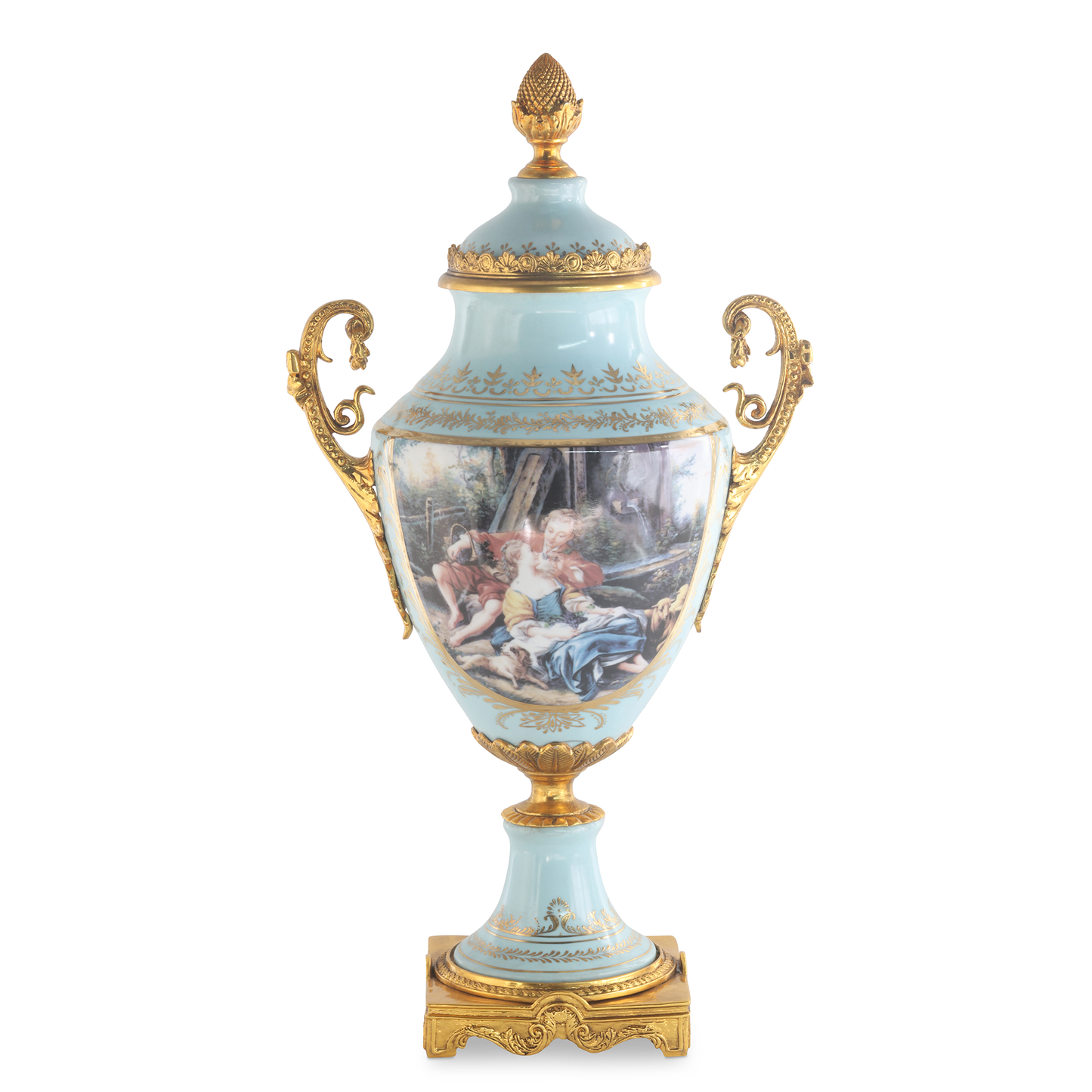 Bronze Handle Rococo Porcelain Vase