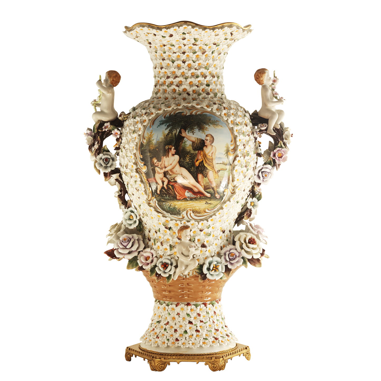 Florero Tridimensional Querubín Flor Porcelana
