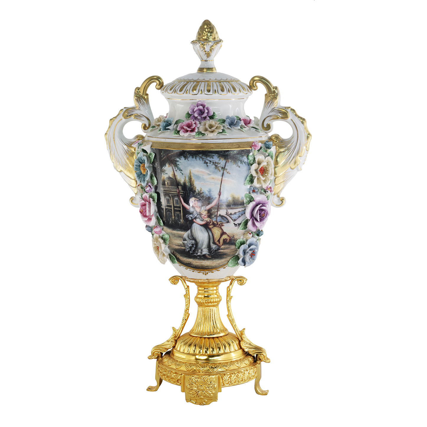Baroque Hand-painted Motif Covered Jar