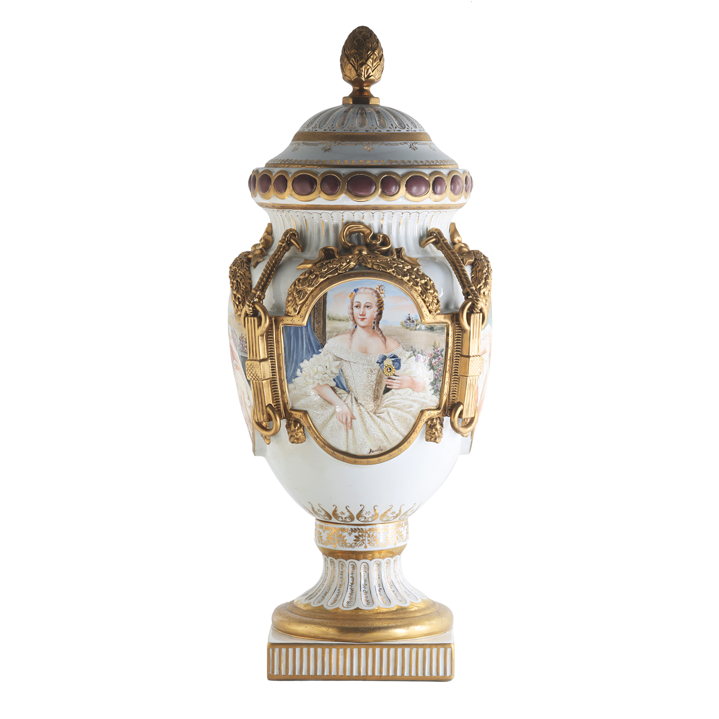Hand Painted Rococo Style Porcelain Vase