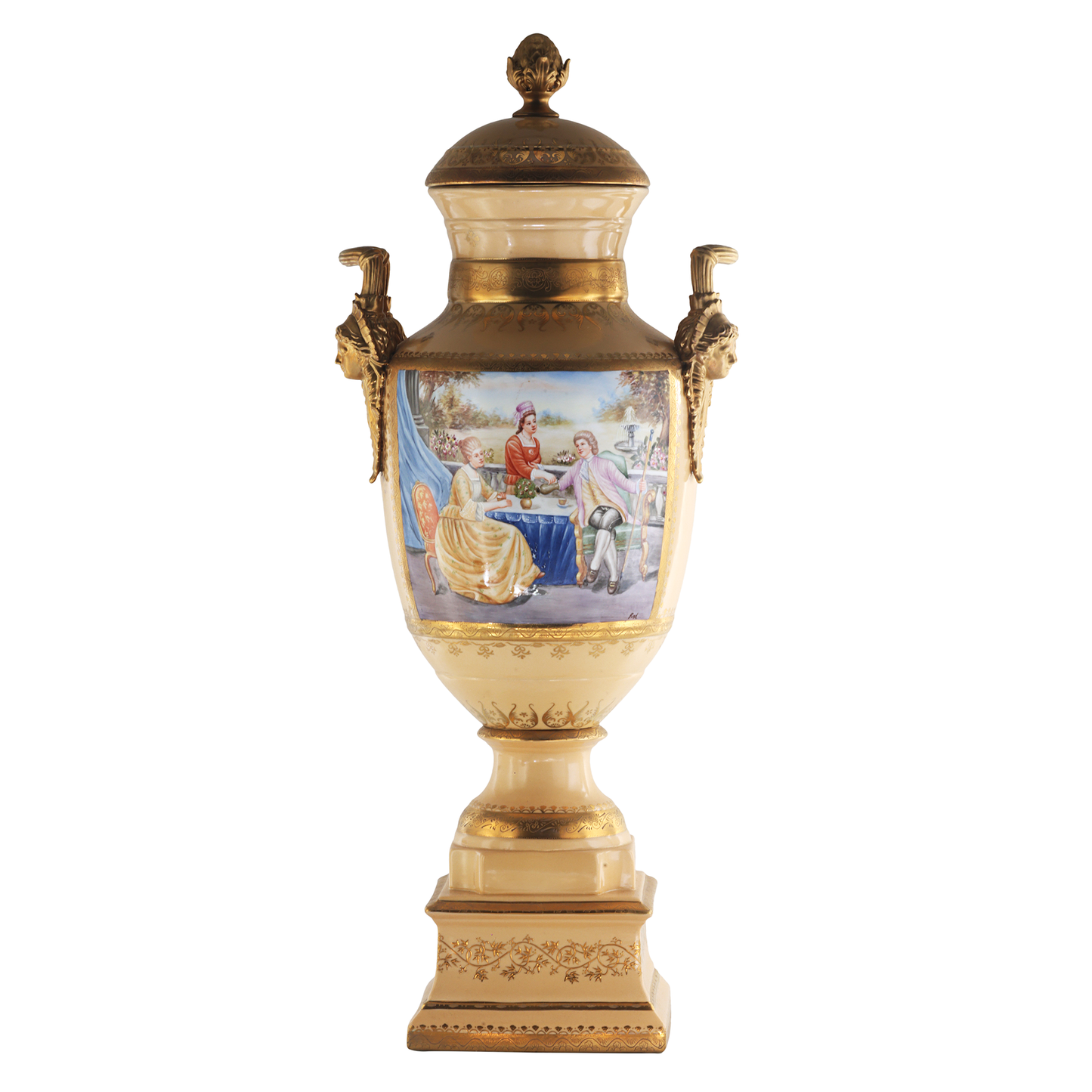 Gorgeous Hand-painted Porcelain And Bronze Vase