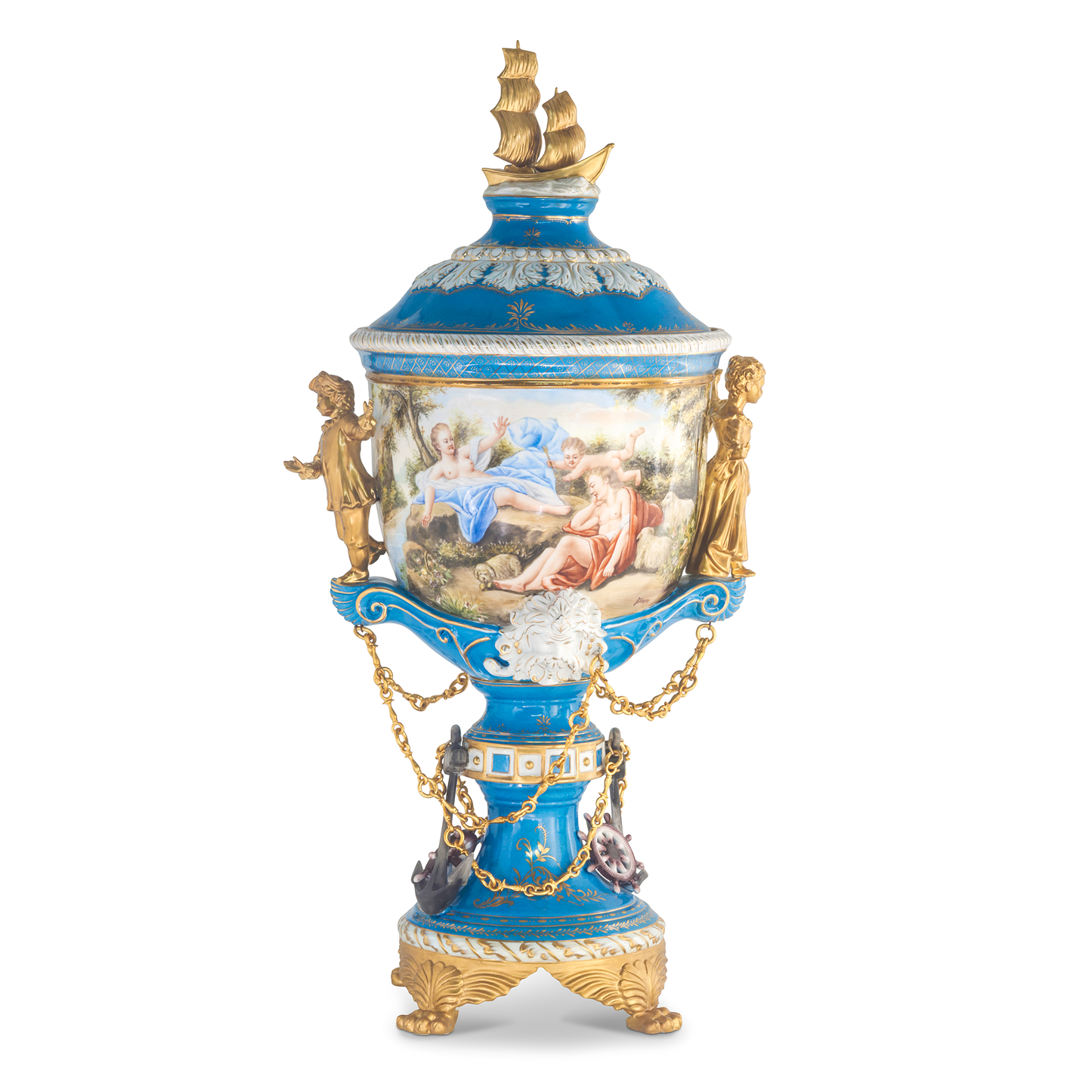 Hand Painted Nautical Society Vase
