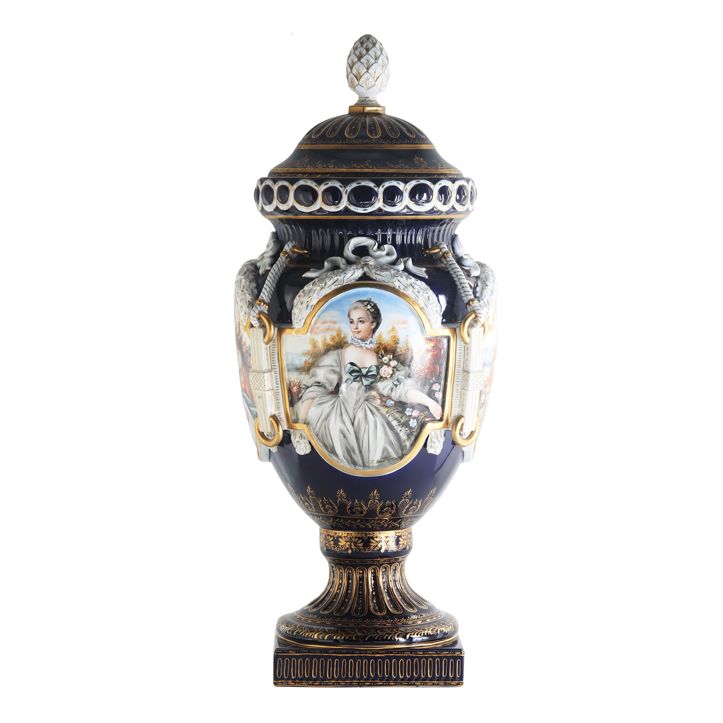 Hand Painted Rococo Style Porcelain Vase