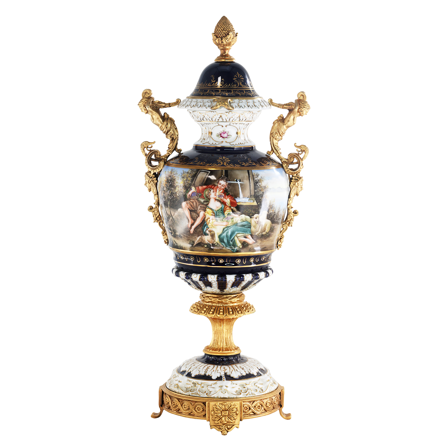 Urna de porcelana ornamentada detallada