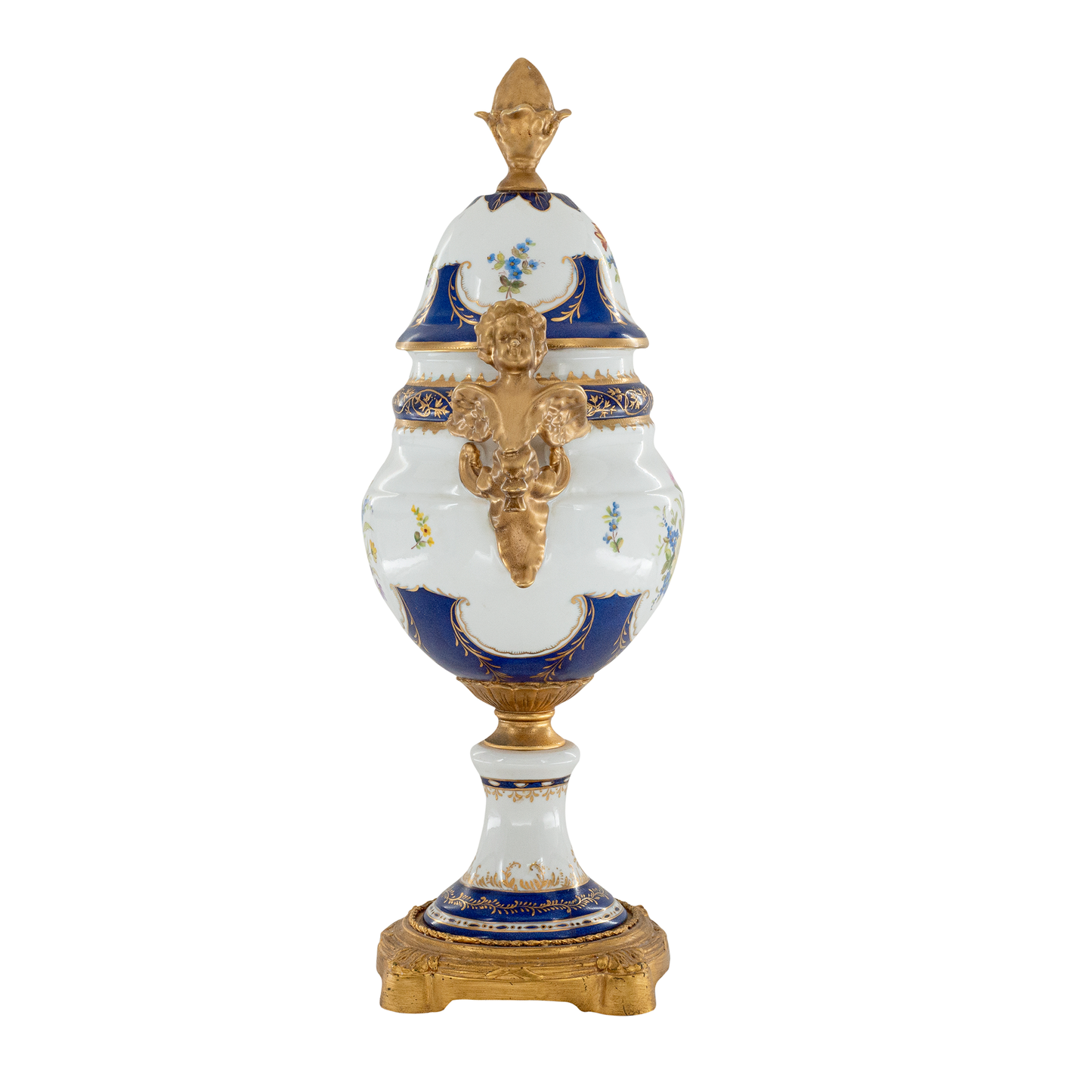 Baroque Hand-Painted Floral Motif Covered Jar