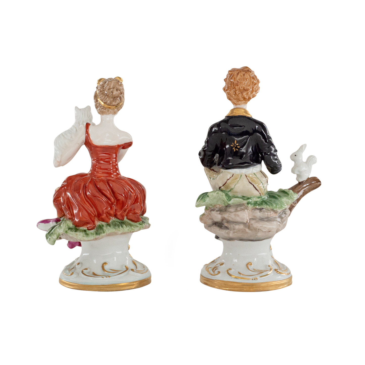 Rococo Style Porcelain Young Girl & Boy Figurine Pair