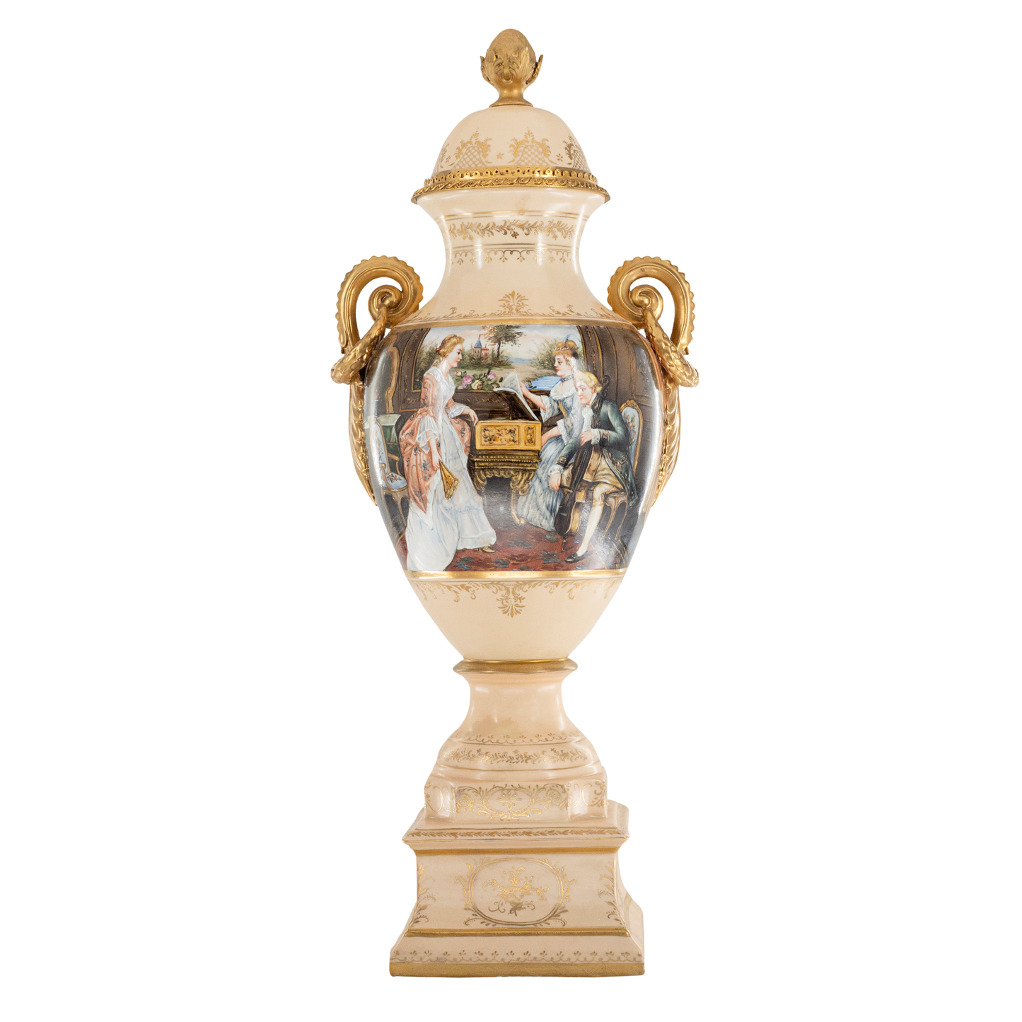 Gorgeous Hand-painted Porcelain And Bronze Vase