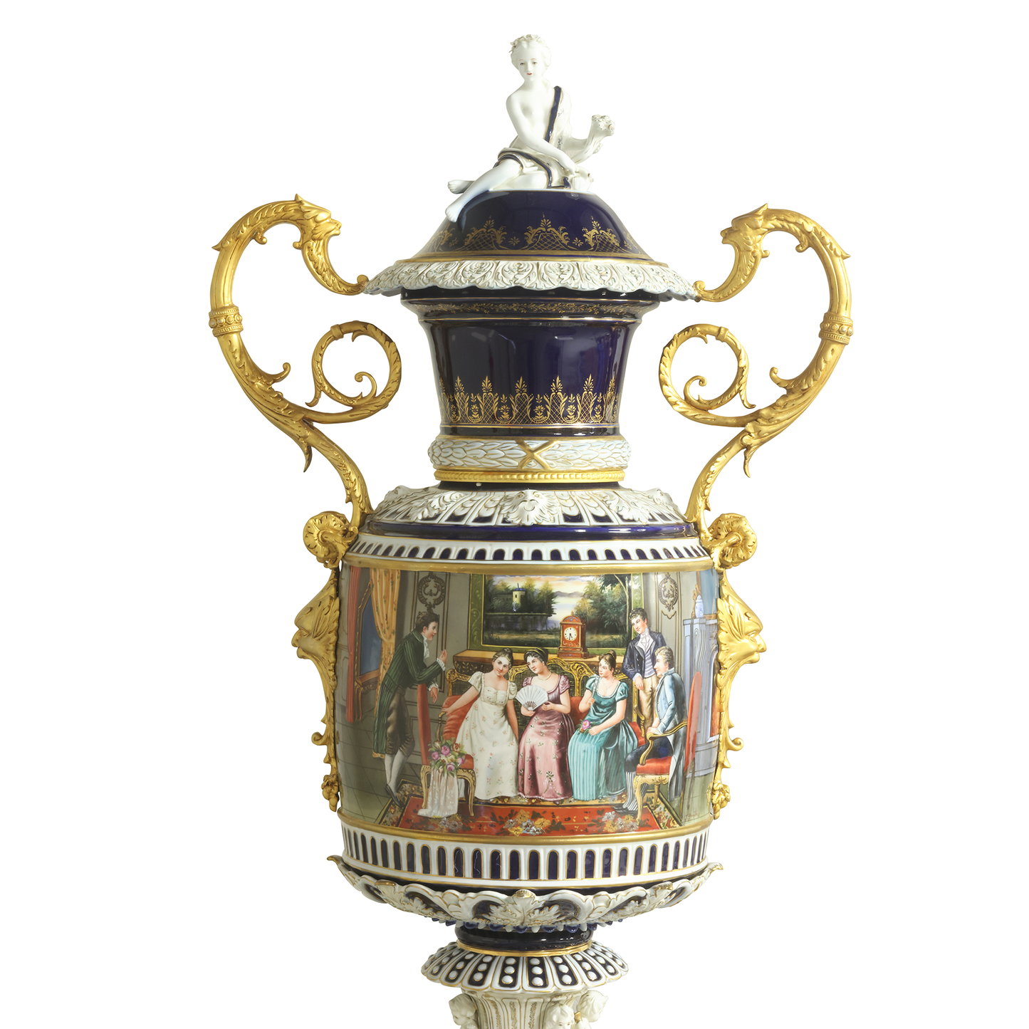 Hand-Painted Ornate Handle Society Vase