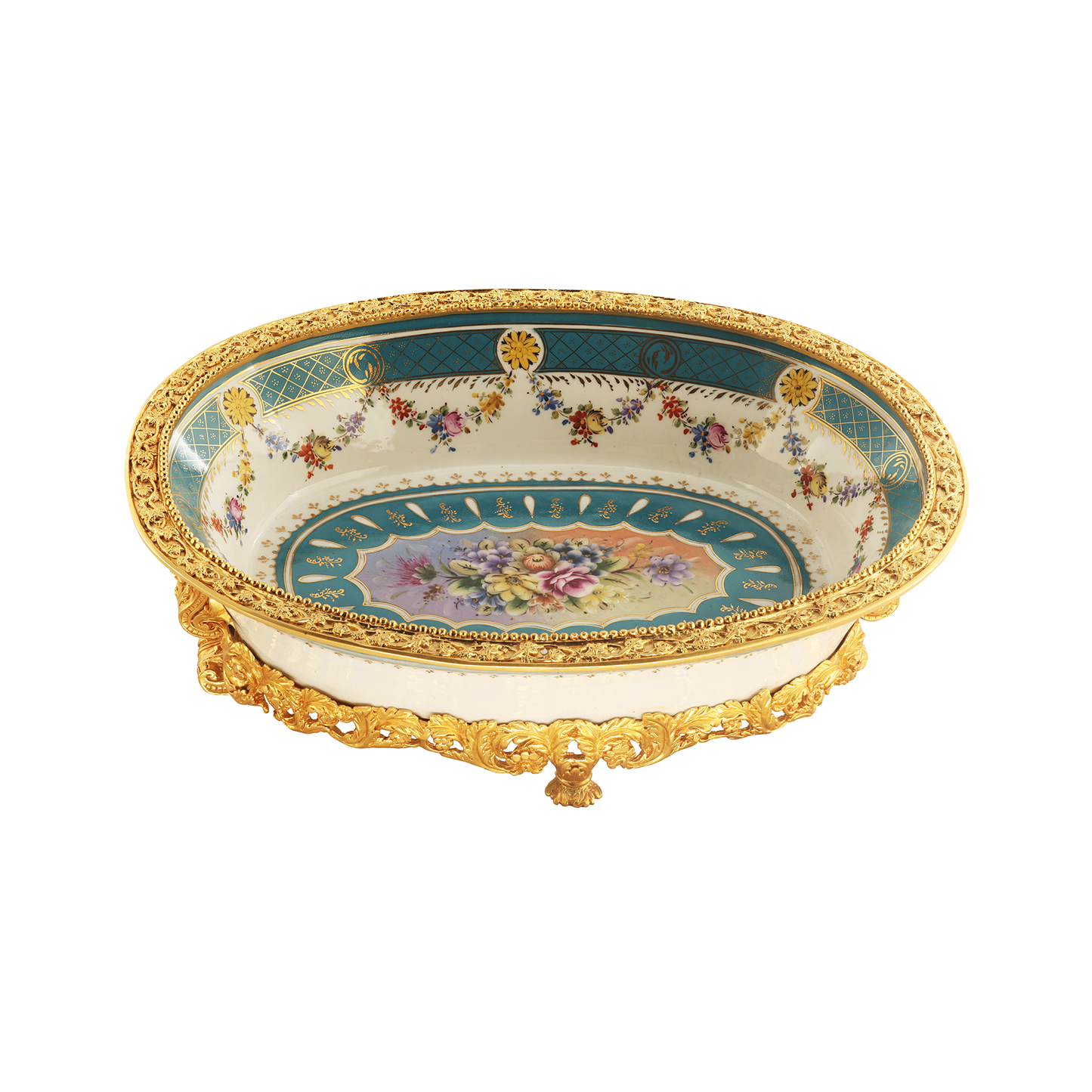 Porcelain and Bronze Serving Dish