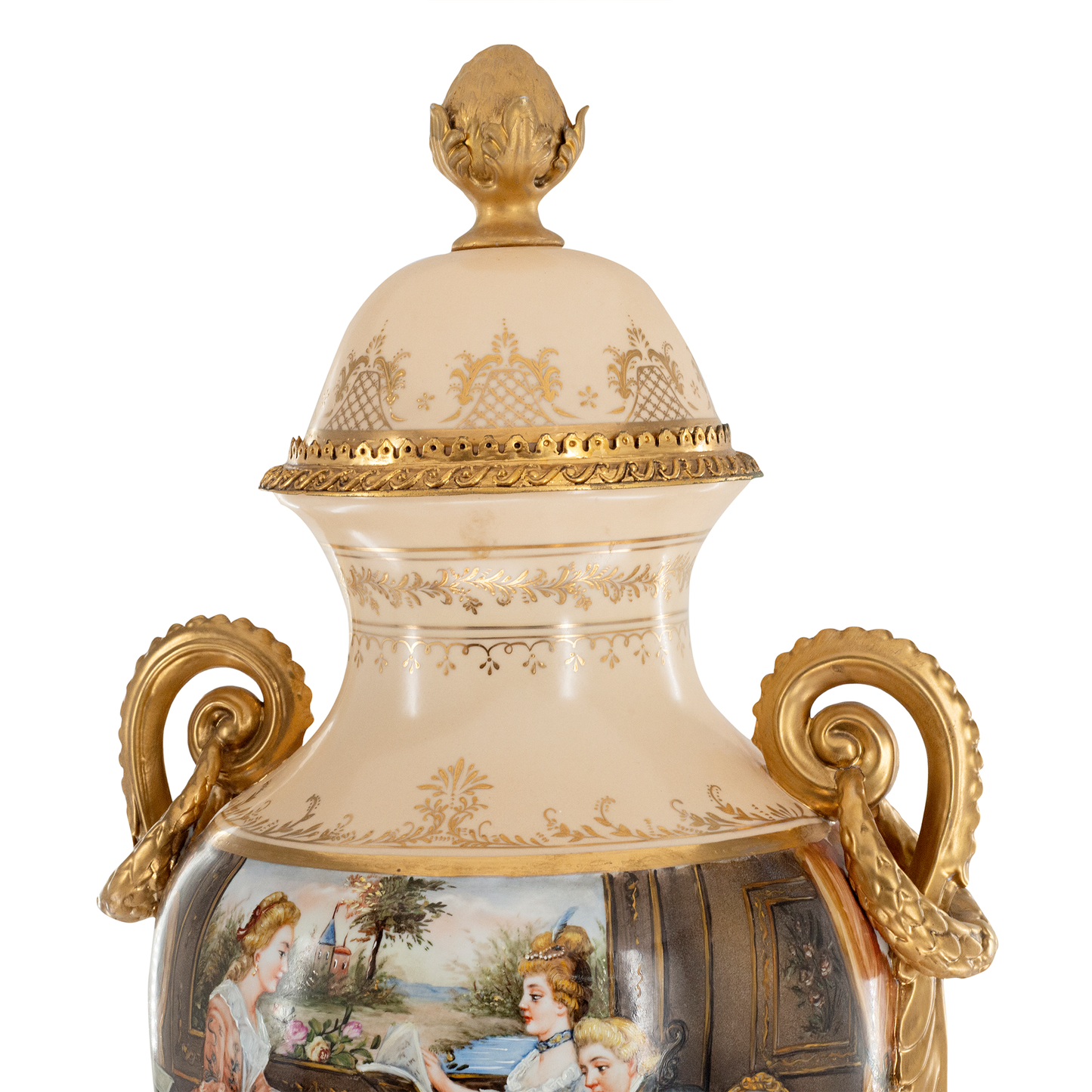 Gorgeous Hand-painted Porcelain And Bronze Vase