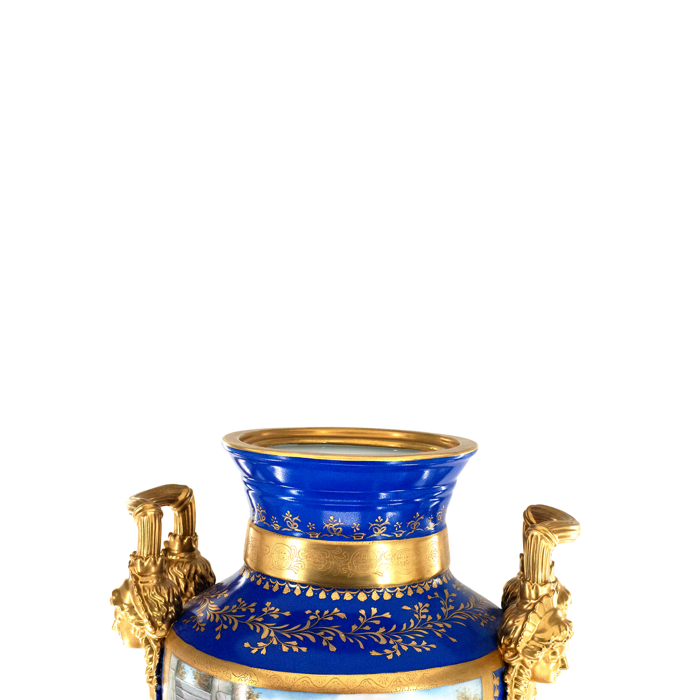 Magnífico Jarrón De Porcelana Y Bronce Pintado A Mano