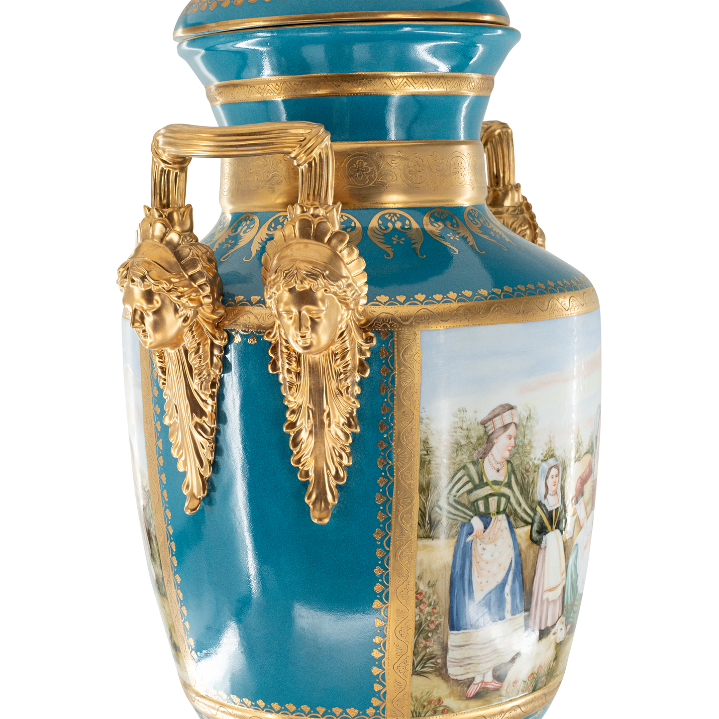 Gorgeous Hand Painted Porcelain And Bronze Vase
