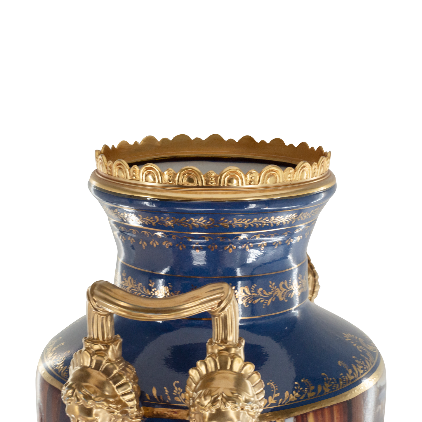 Gorgeous Hand Painted Porcelain And Bronze Vase