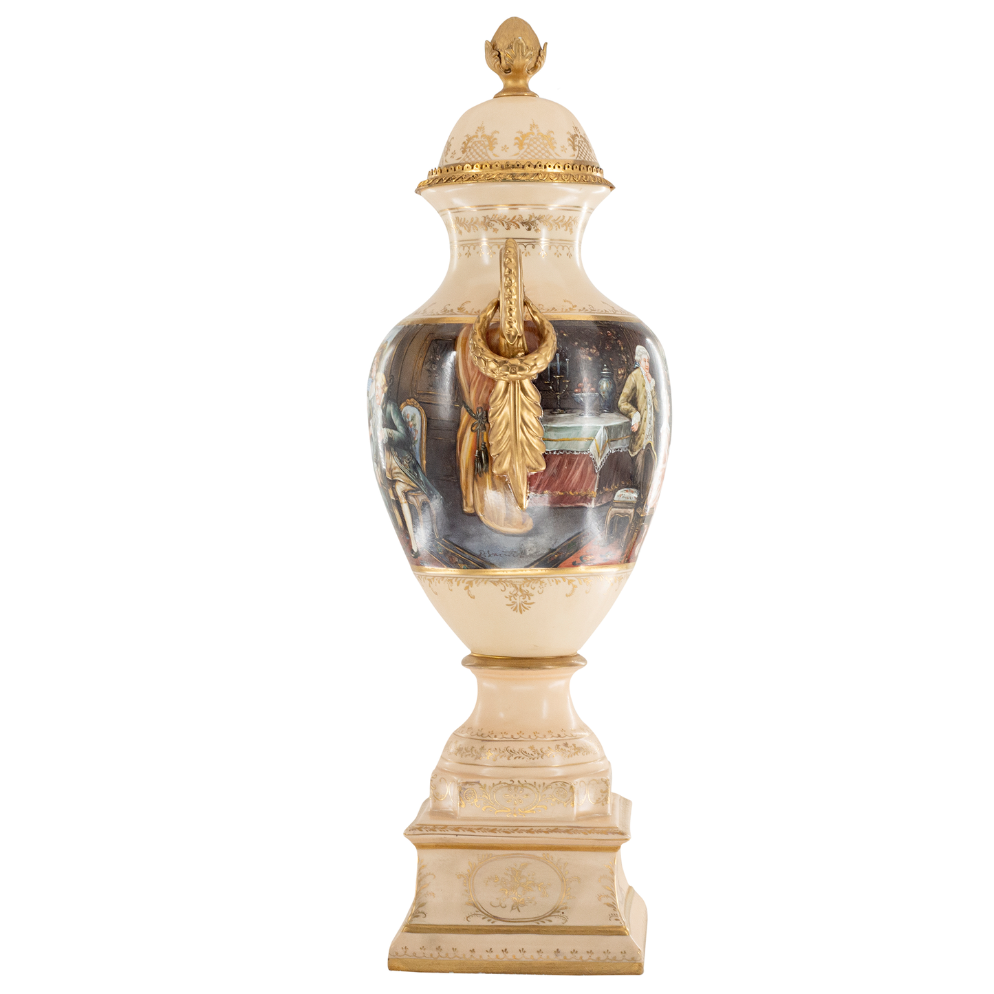 Gorgeous Hand-painted Porcelain And Bronze Vase