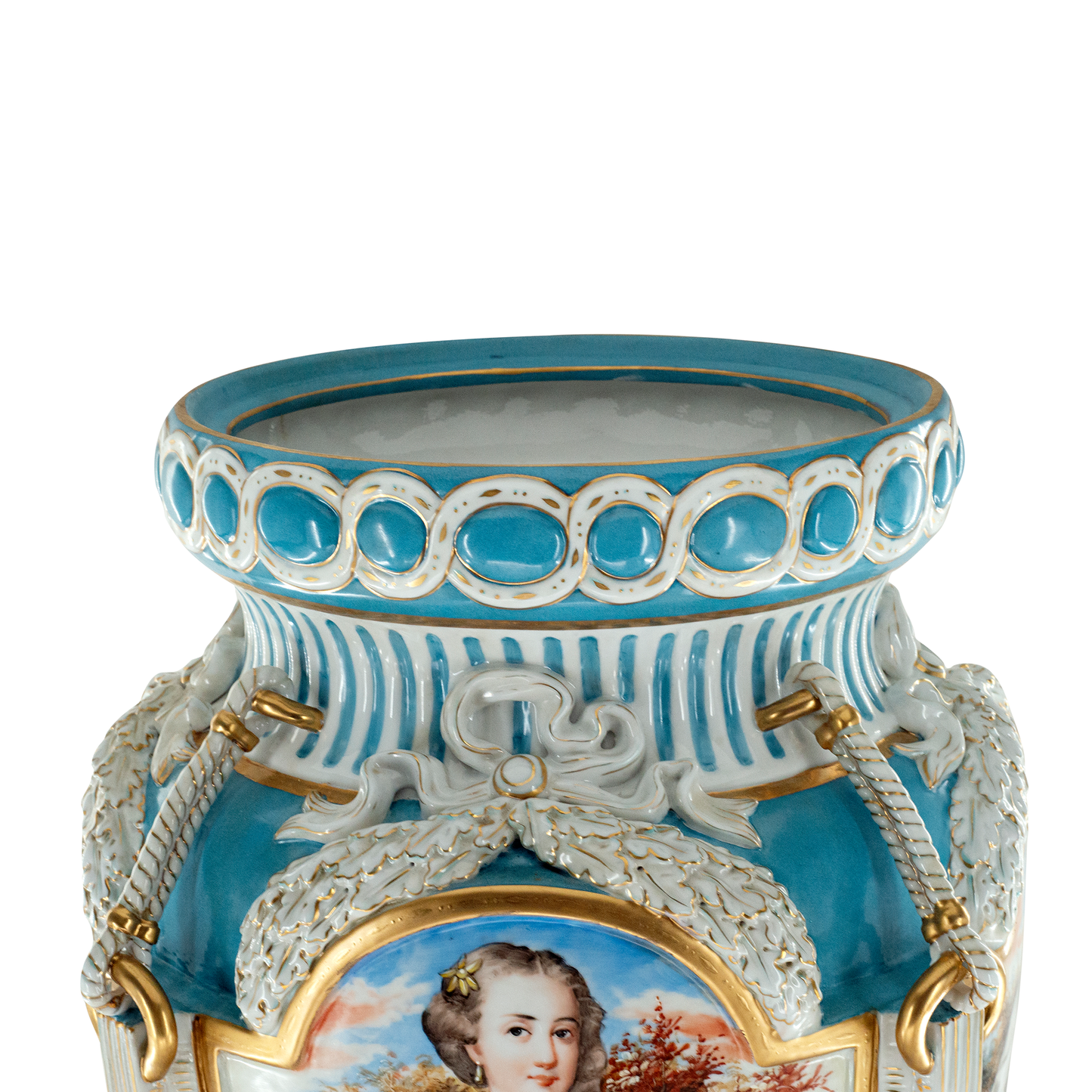 Jarrón de Porcelana Estilo Rococó Pintado a Mano