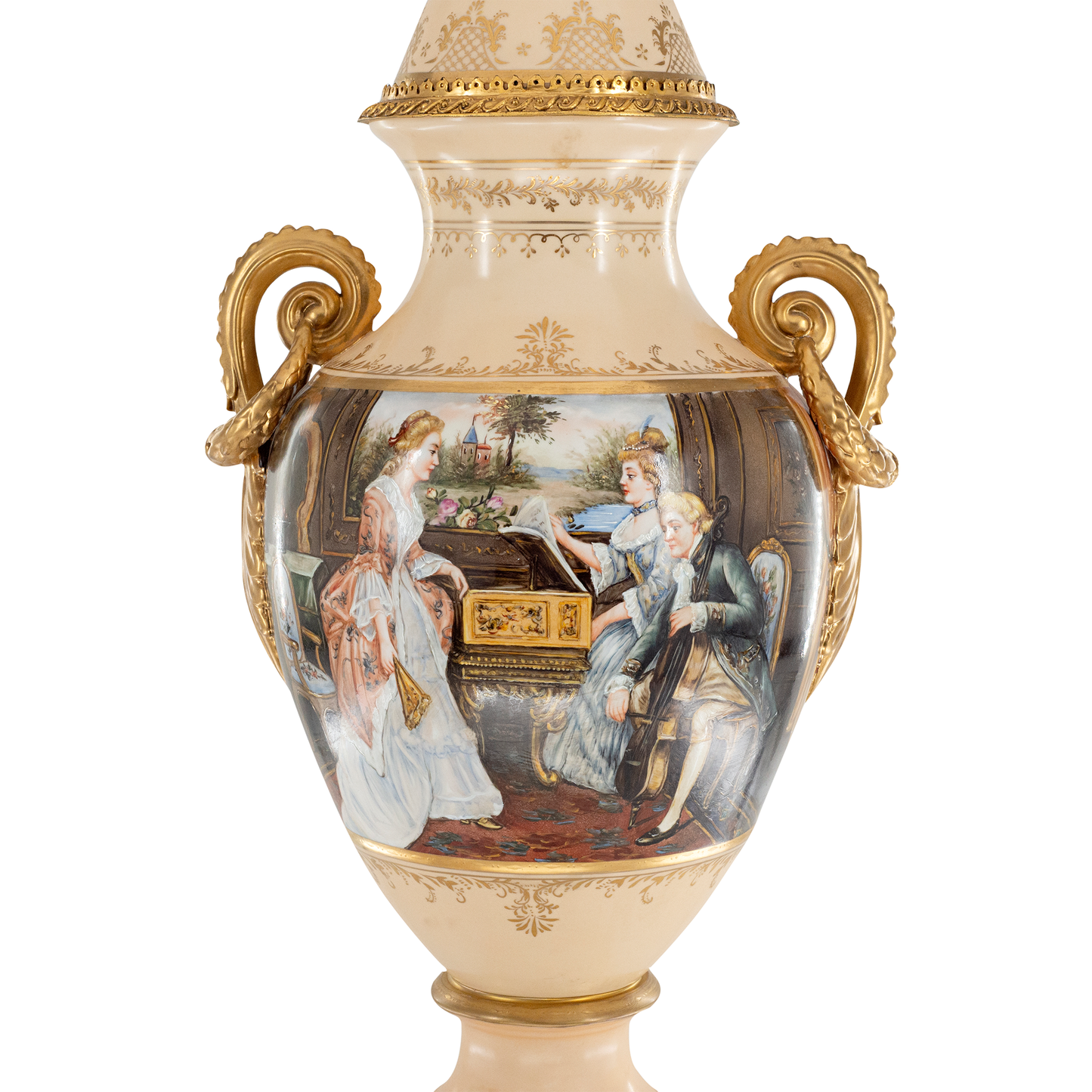 Gorgeous Hand-painted Porcelain And Bronze Vase