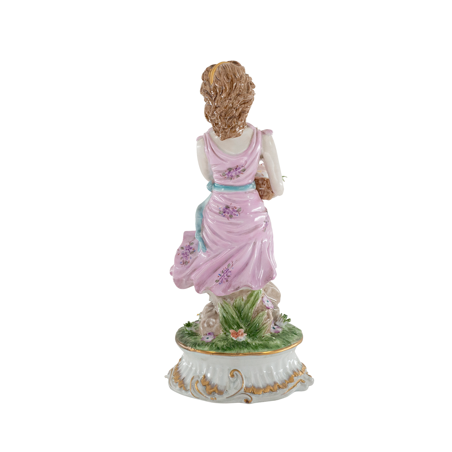 Woman Picking Flowers Porcelain Figurine