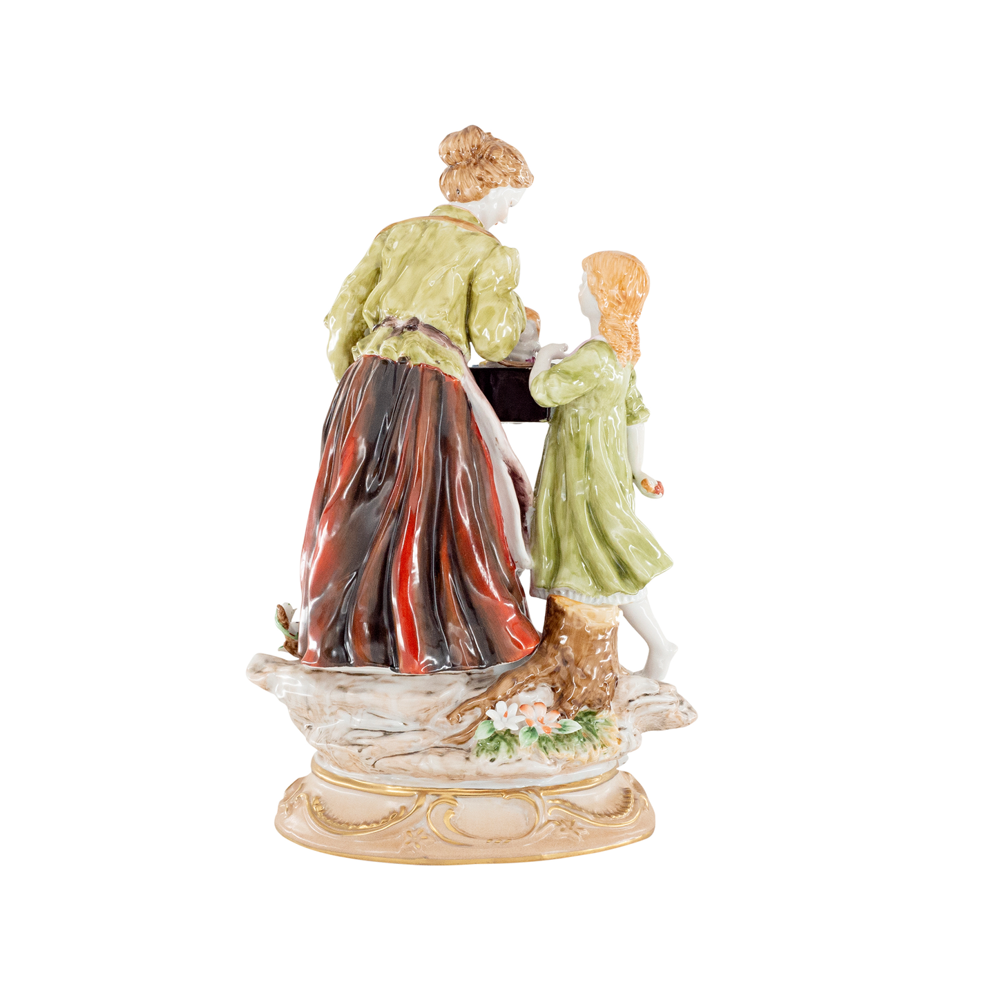 Lady Puppeteer and Child Porcelain Figurine