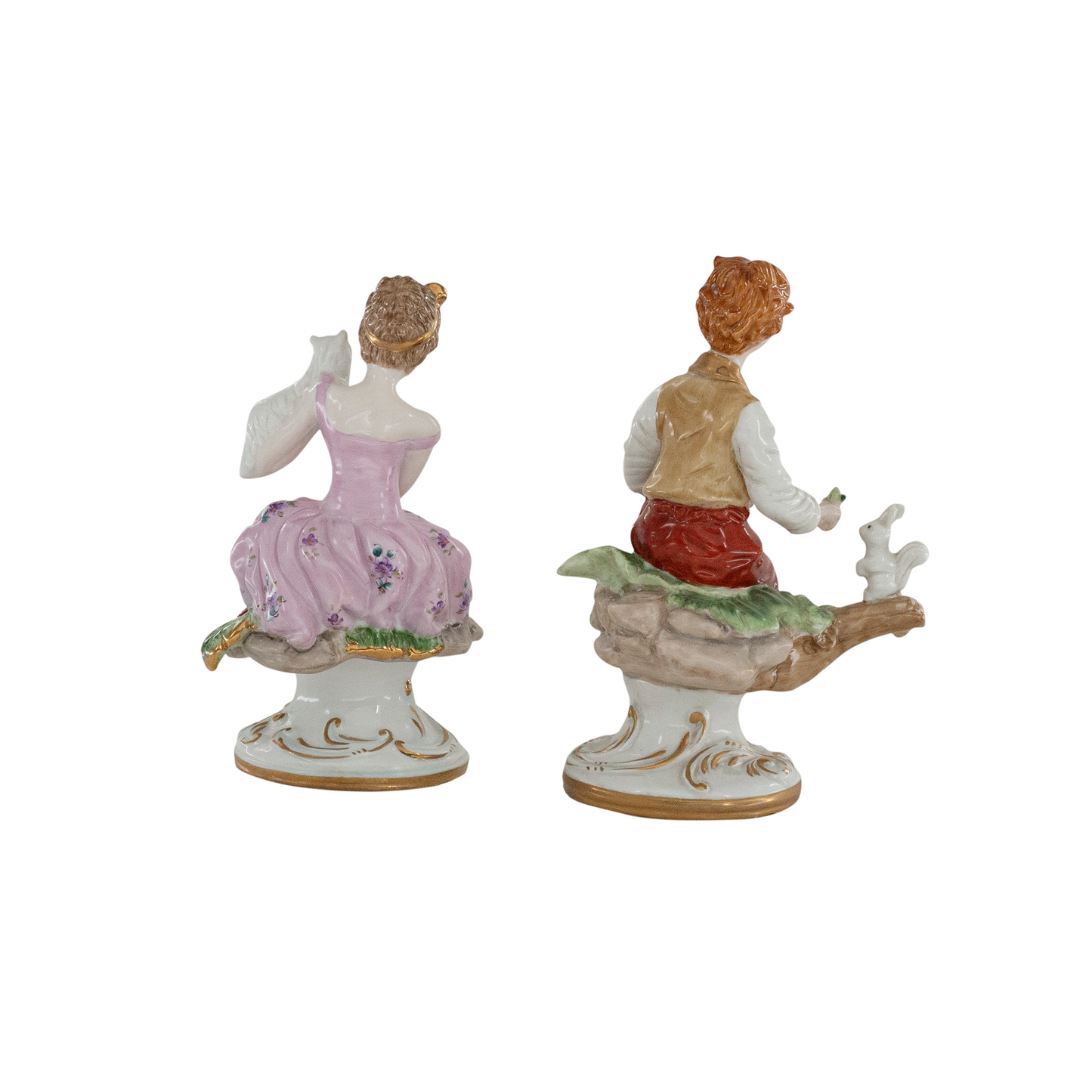 Rococo Style Porcelain Young Girl & Boy Figurine Pair
