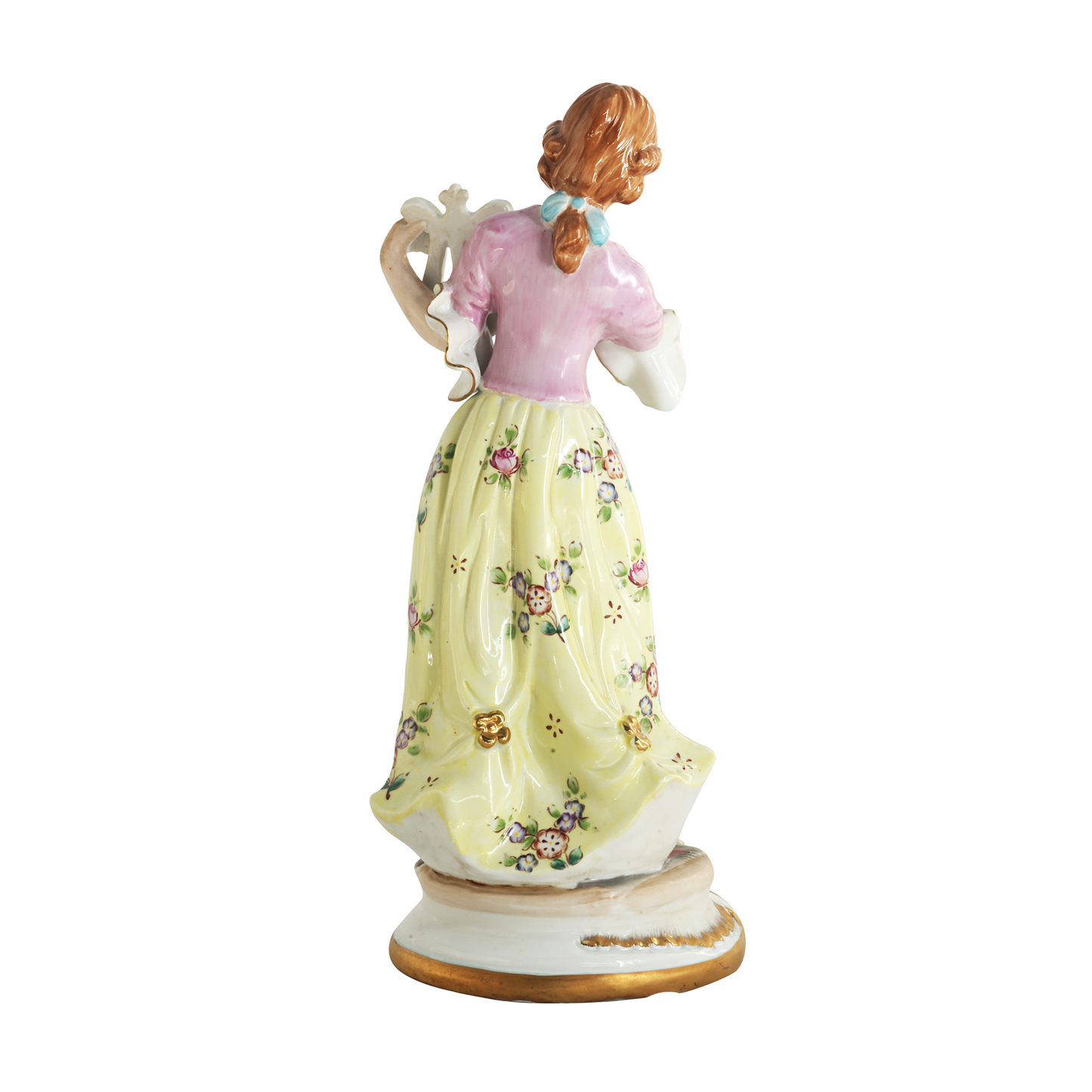 Hand-painted Lady With Harp Figurine
