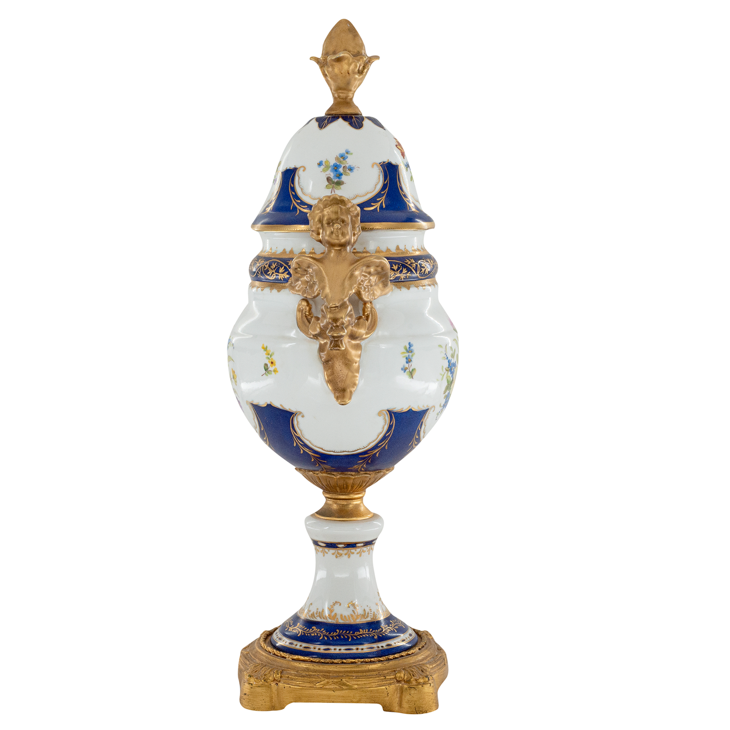 Baroque Hand-Painted Floral Motif Covered Jar