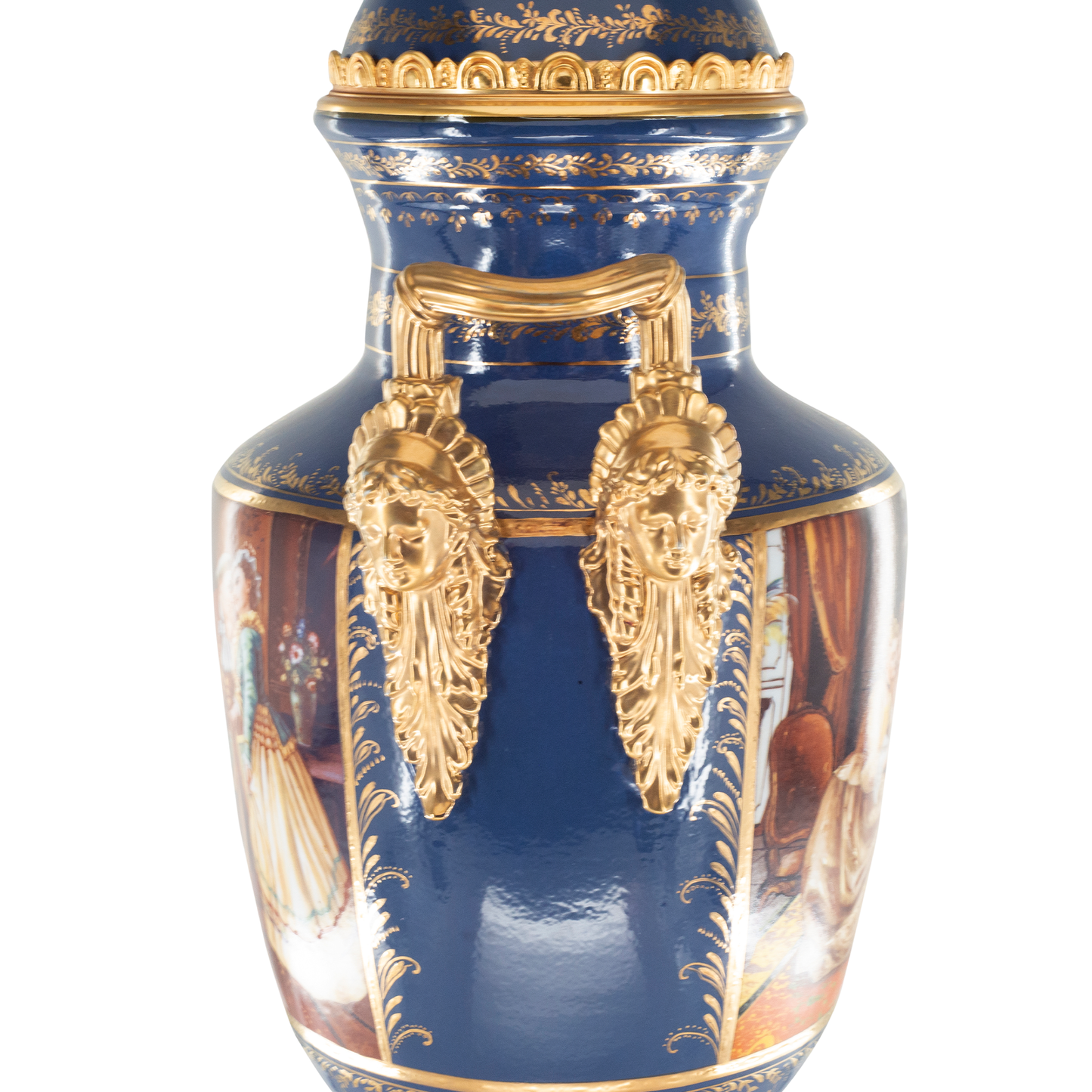 Gorgeous Hand Painted Porcelain And Bronze Vase