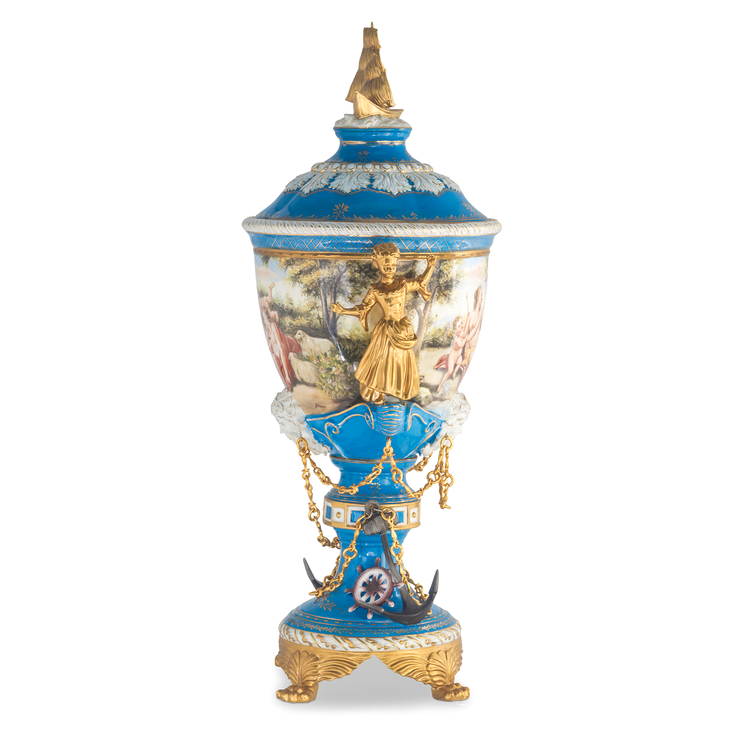 Hand Painted Nautical Society Vase