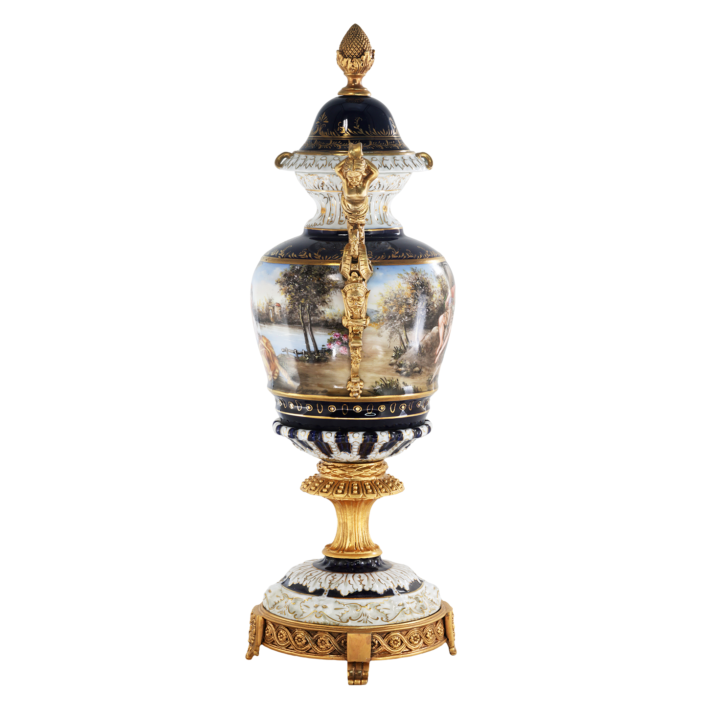 Urna de porcelana ornamentada detallada