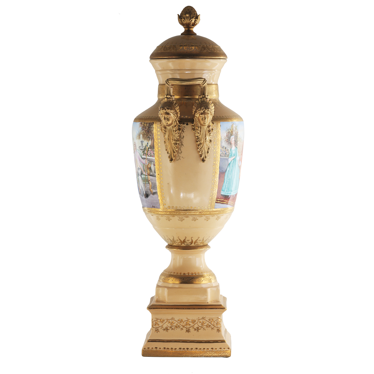 Gorgeous Hand-painted Porcelain And Bronze Vase