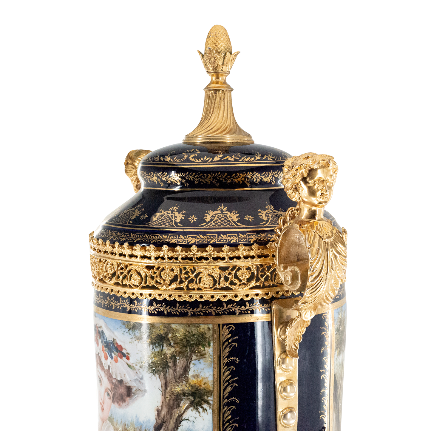 Hand-Painted Potpourri Porcelain And Bronze Urn