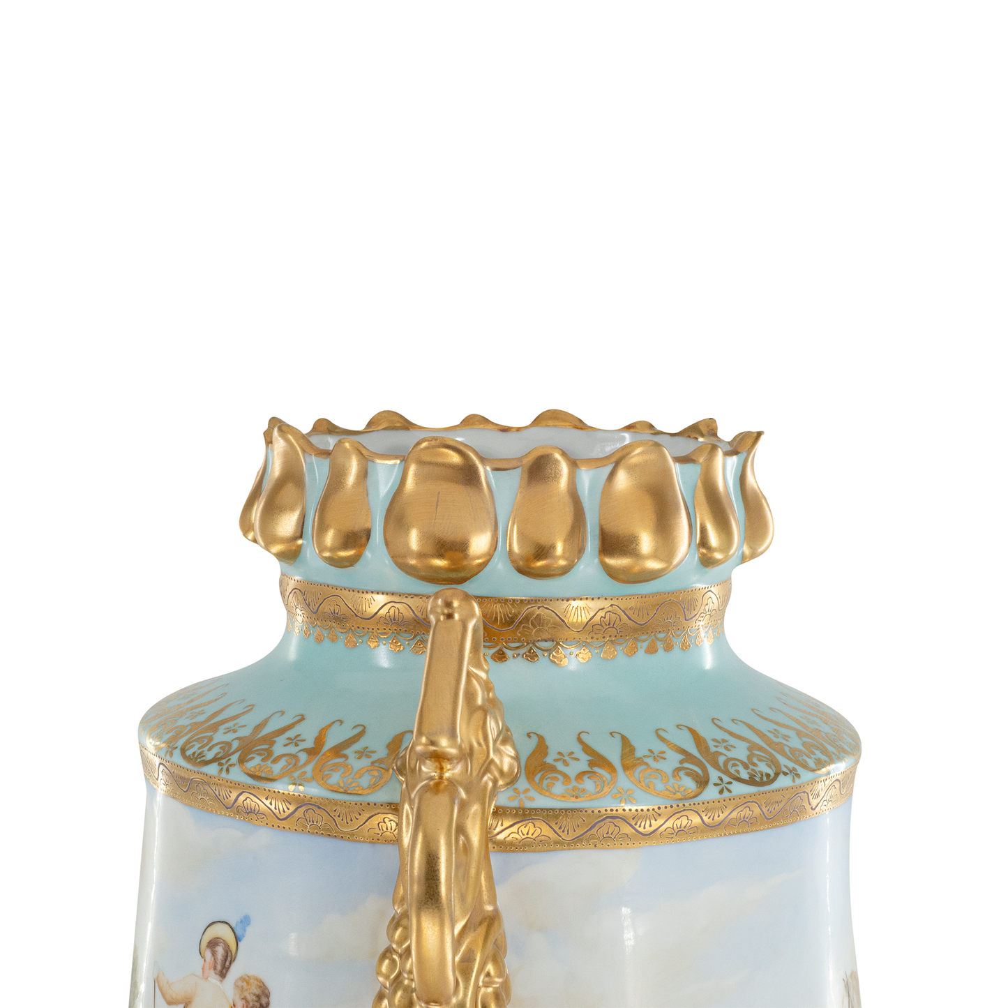 Florero Estilo Rococó con Motivo Pintado a Mano