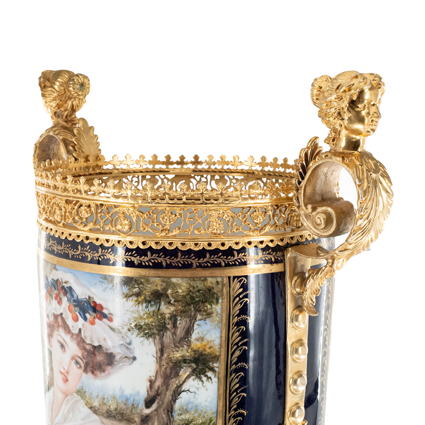 Hand-Painted Potpourri Porcelain And Bronze Urn