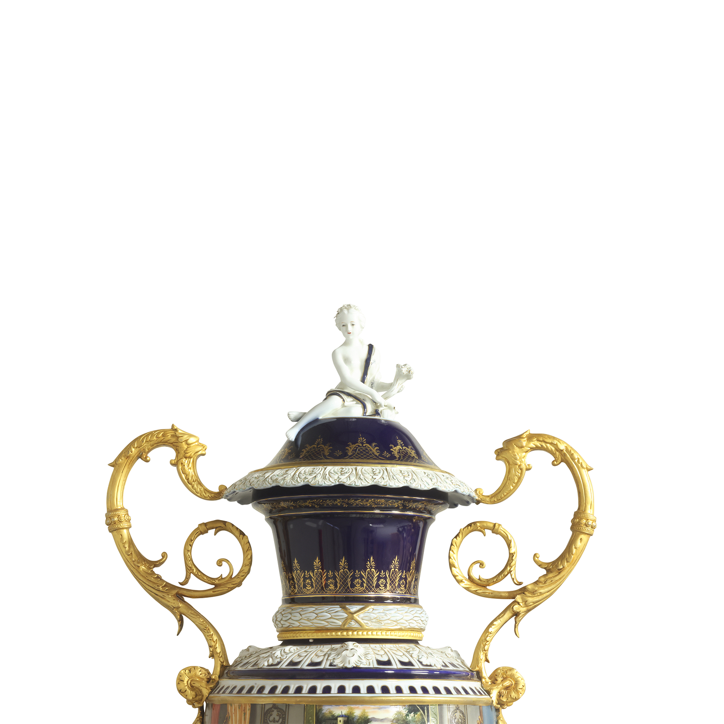 Hand-Painted Ornate Handle Society Vase