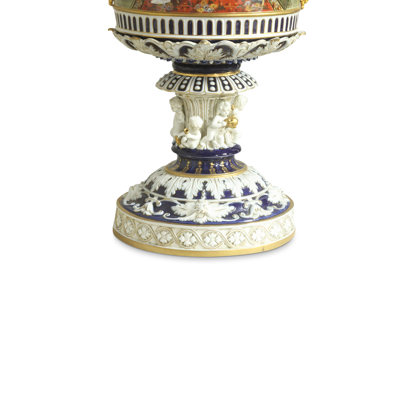 Hand-Painted Ornate Handle Society Vase