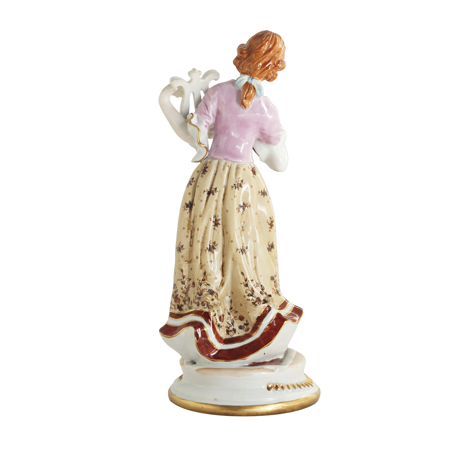 Hand-painted Lady With Harp Figurine