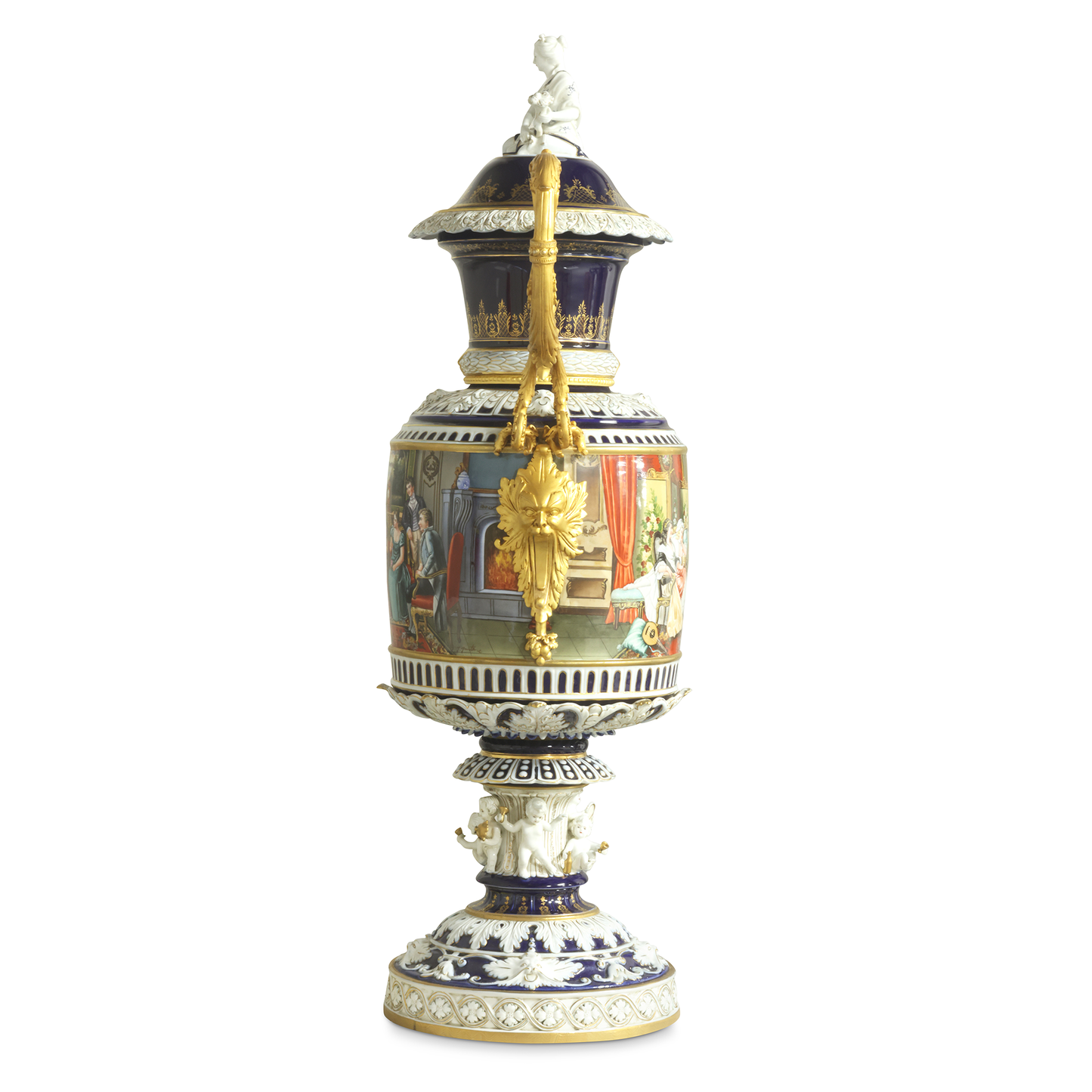 Hand-Painted Ornate Handle Society Vase