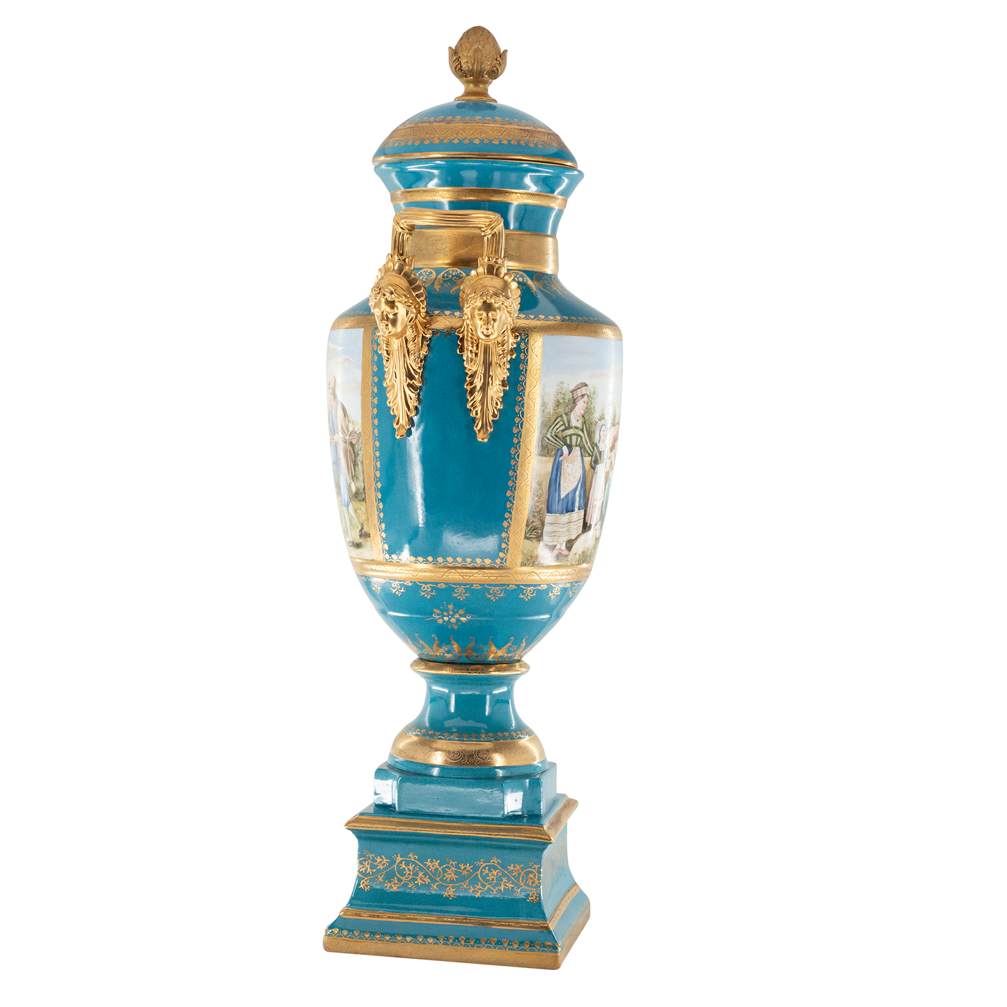 Gorgeous Hand Painted Porcelain And Bronze Vase