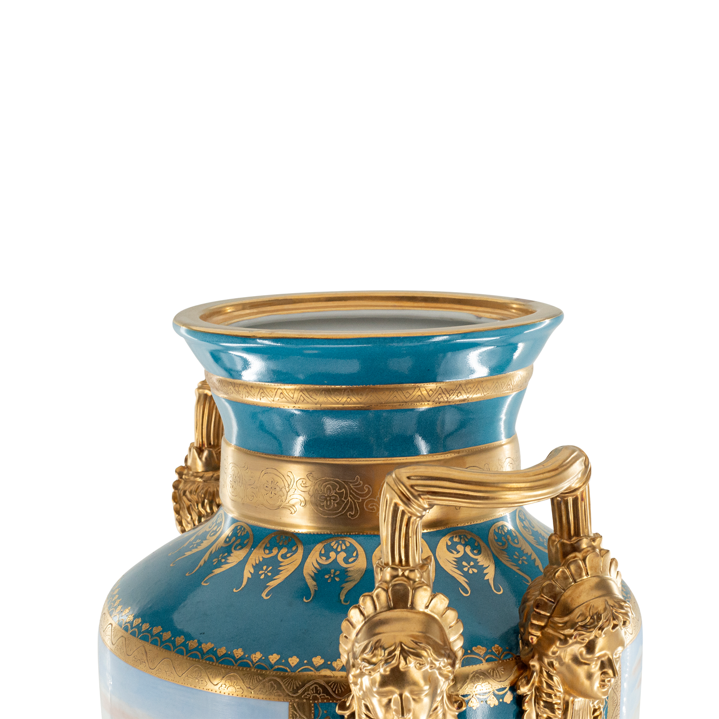 Gorgeous Hand Painted Porcelain And Bronze Vase