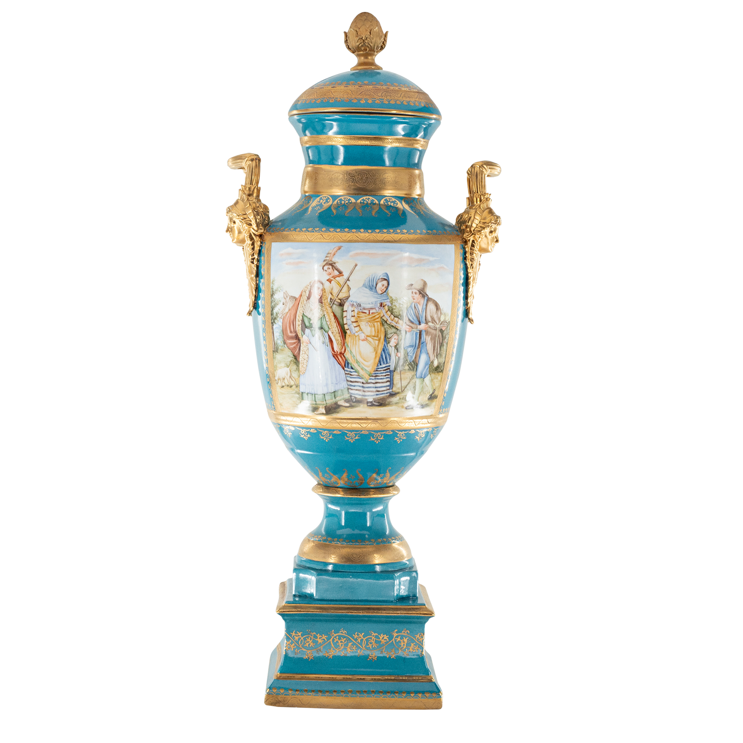 Gorgeous Hand Painted Porcelain And Bronze Vase