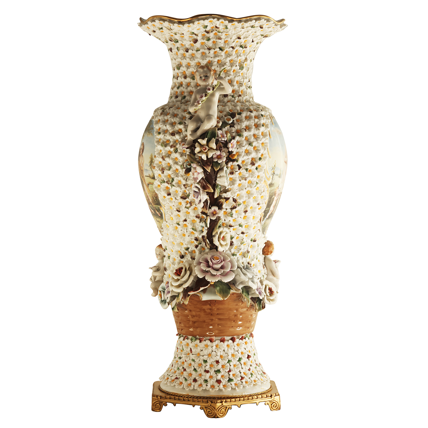 Florero Tridimensional Querubín Flor Porcelana