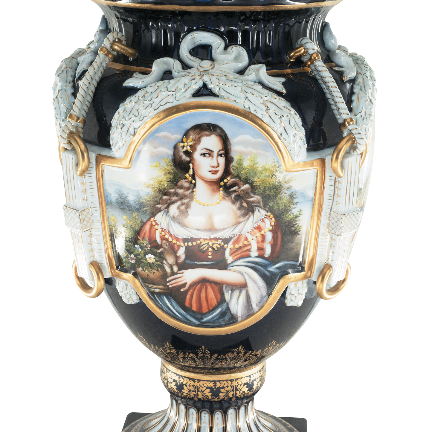 Hand Painted Rococo Style Porcelain Vase