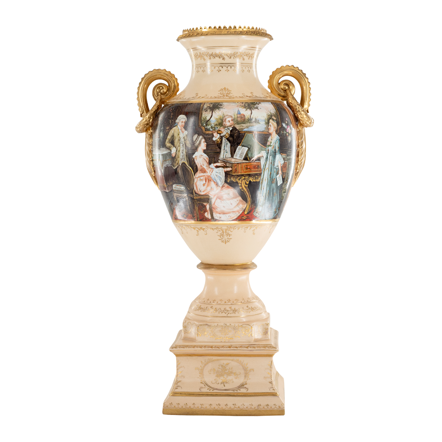 Gorgeous Hand-painted Porcelain And Bronze Vase