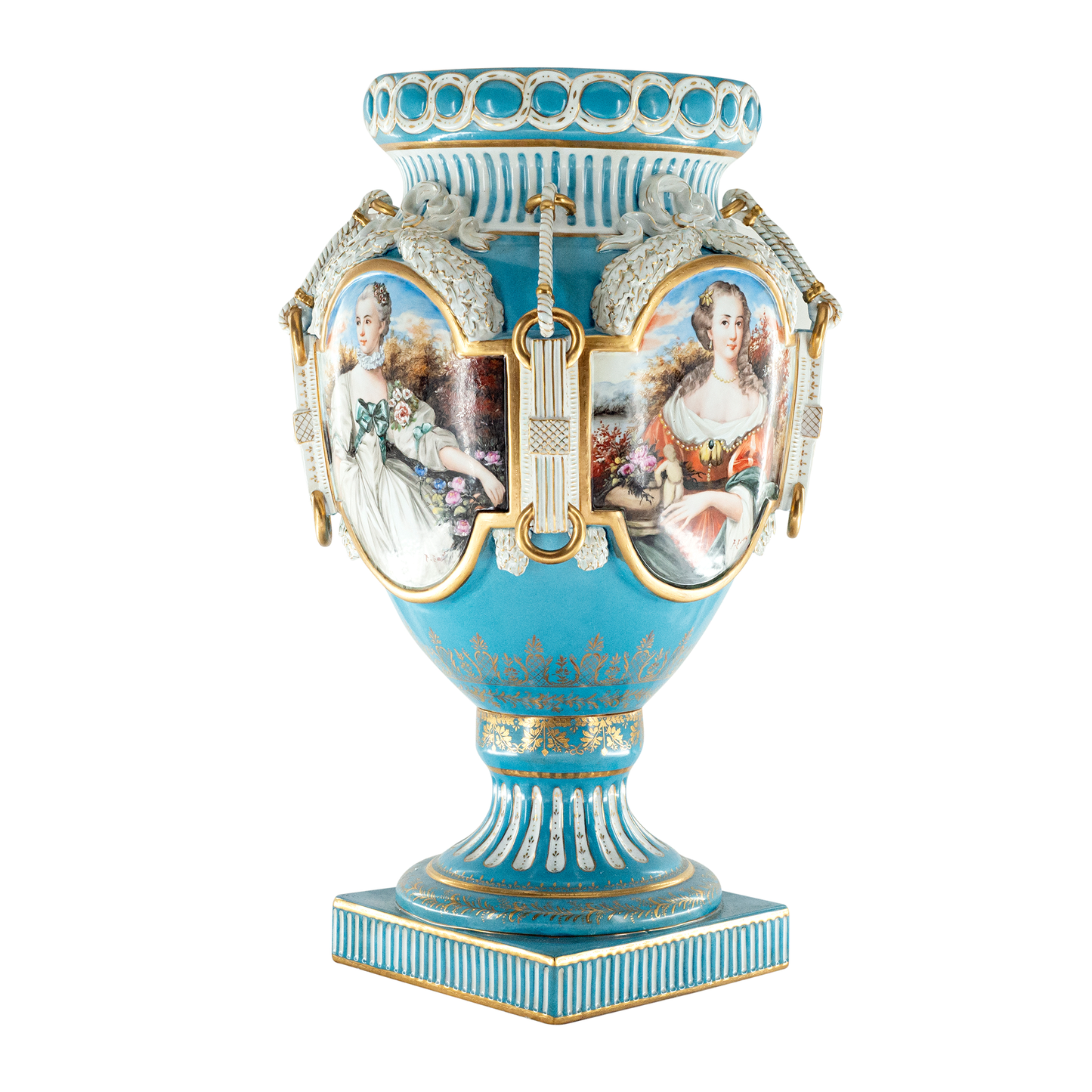 Jarrón de Porcelana Estilo Rococó Pintado a Mano