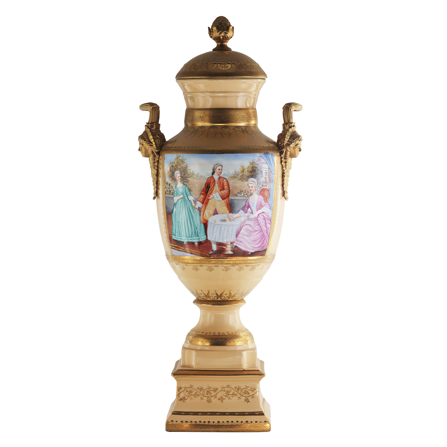 Gorgeous Hand-painted Porcelain And Bronze Vase