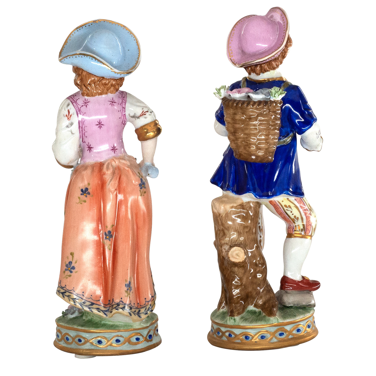 Rococo Style Porcelain Young Girl & Boy Figurine Pair