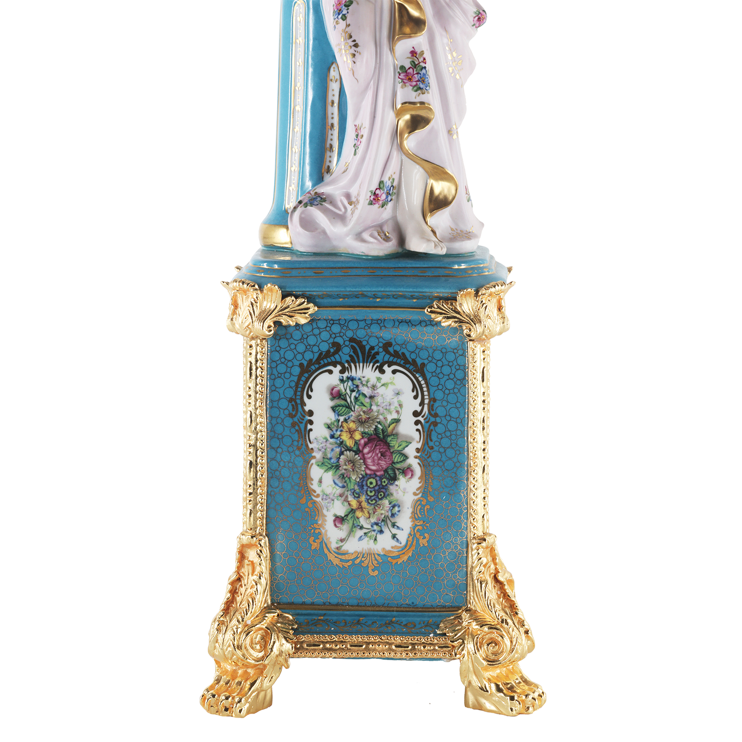 Hand-Painted Bronze Seven Cup Candle Holder With Porcelain Lady